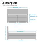 Lit boxspring Deluxe Night 180 x 200 cm - Textile marron - Ecru - 160 x 200cm - D2 souple