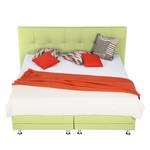 Lit boxspring Denver Cuir véritable Sans surmatelas - Vert clair - 140 x 200cm - D2 souple