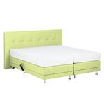 Boxspring Denver echt leer zonder topper - Lichtgroen - 140 x 200cm - H2 zacht