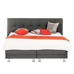 Lit boxspring Denver Cuir véritable Sans surmatelas - Noir - 140 x 200cm - D2 souple