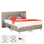 Lit boxspring Denver Cuir véritable Sans surmatelas - Limon - 140 x 200cm - D3 medium