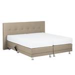 Boxspringbett Denver (motorisch verstellbar) - Echtleder - Schlamm - 140 x 200cm - H3