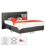 Boxspringbett Denver (motorisch verstellbar) - Echtleder - Schwarz - 140 x 200cm - H3