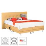 Lit boxspring Denver Cuir véritable Sans surmatelas - Jaune - 160 x 200cm - D2 souple