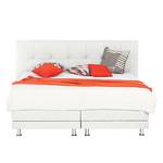 Lit boxspring Denver Cuir véritable Sans surmatelas - Blanc - 160 x 200cm - D2 souple