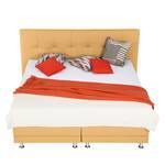 Lit boxspring Denver Cuir véritable Sans surmatelas - Jaune - 160 x 200cm - D3 medium