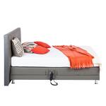 Lit boxspring Denver Cuir véritable Sans surmatelas - Gris - 160 x 200cm - D3 medium