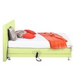 Lit boxspring Denver Cuir véritable Sans surmatelas - Vert clair - 160 x 200cm - D3 medium