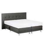 Boxspring Denver echt leer zonder topper - Zwart - 200 x 200cm - H2 zacht