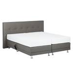 Lit boxspring Denver Cuir véritable Sans surmatelas - 200 x 200cm - D3 à partir de 80 kg - Gris