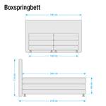 Lit boxspring Denver Cuir véritable Sans surmatelas - Beige - 160 x 200cm - D2 souple