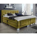 Boxspring Brilliant Night écru textile met motor - Olijfgroen - 180 x 200cm - H2 zacht