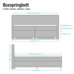 Boxspringbett Diamond Night Webstoff - Rot - 200 x 200cm - H2