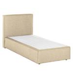 Boxspring Cyra I geweven stof - Beige - 100 x 200cm - Bonell-binnenveringmatras - H2 zacht