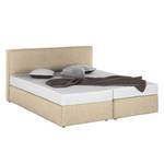 Boxspring Cyra I geweven stof - Beige - 180 x 200cm - Koudschuimmatras - H2 zacht