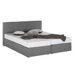 Lit boxspring Cyra I Tissu - Gris - 160 x 200cm - Matelas à ressorts Bonnell - D2 souple