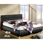 Boxspringbett Elay Kunstleder Schwarz - 140 x 200cm - Tonnentaschenfederkernmatratze - H2