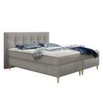 Boxspringbett Ensenada Webstoff / Birke massiv - Sandgrau