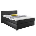 Lit boxspring Frimley (avec surmatelas) Tissu - Noir