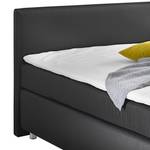 Lit boxspring Frimley (avec surmatelas) Tissu - Noir