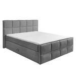 Boxspring Gimba incl. opbergruimte en topper - geweven stof - Grijs - Grijs