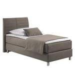 Boxspringbett Husum Strukturstoff - Taupe - 100 x 200cm - Bonellfederkernmatratze - H2