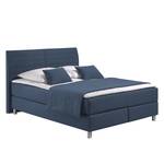 Boxspringbett Husum Strukturstoff - Meerblau - 140 x 200cm - Bonellfederkernmatratze - H2