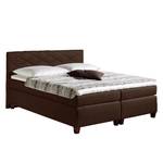 Lit boxspring Harmony Marron - 100 x 200cm - Matelas à ressorts bombés ensachés - D3 medium - Surmatelas en mousse froide