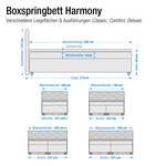 Boxspringbett Harmony Strukturstoff - Schwarz - 160 x 200cm - Tonnentaschenfederkernmatratze - H2 - Ohne Topper