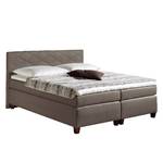 Boxspringbett Harmony Strukturstoff - Schlamm - 180 x 200cm - Bonellfederkernmatratze - H3 - Kaltschaumtopper