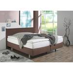 Lit boxspring Hedensted Microfibre - Marron - 180 x 200cm - Matelas à ressorts Bonnell - D2 souple