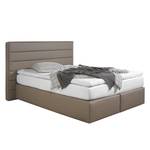 Lit boxspring Ingebo Imitation cuir - Taupe - 140 x 200cm - Matelas à ressorts bombés ensachés - D3 medium