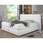 Lit boxspring Ingebo Imitation cuir - Blanc - 200 x 200cm - Matelas à ressorts Bonnell - D2 souple