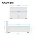 Lit boxspring Isa Imitation cuir - 160 x 200cm - D2 jusqu'à 80 kg - Blanc - Blanc - 160 x 200cm - D2 souple