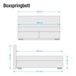 Lit boxspring Isa Imitation cuir - 180 x 200cm - D2 jusqu'à 80 kg - Blanc - Blanc - 180 x 200cm - D2 souple