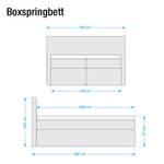 Boxspringbett Japura inklusive Topper Webstoff - Dunkelgrau - 140 x 200cm