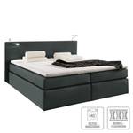 Boxspring Japura inclusief topper geweven stof - Grafiet - 140 x 200cm