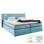 Boxspringbett Japura inklusive Topper Webstoff - Jeansblau - 140 x 200cm