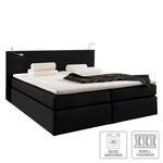 Boxspringbett Japura inklusive Topper Webstoff - Schwarz - 140 x 200cm