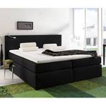 Boxspringbett Japura inklusive Topper Webstoff - Schwarz - 140 x 200cm