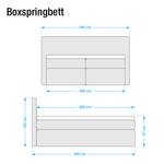 Boxspring Japura inclusief topper geweven stof - Donkergrijs - 160 x 200cm