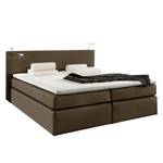 Boxspring Japura inclusief topper - geweven stof - Mokkakleurig - 180 x 200cm