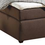 Lit Boxspring Jean Avec surmatelas - Tissu structuré - Marron - 100 x 200cm - Matelas de mousse froide - D2 souple