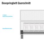 Lit boxspring Jelling Tissu structuré - Anthracite - 100 x 200cm - Matelas de mousse froide - D2 souple