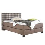 Boxspringbett Jelling Strukturstoff - Taupe - 140 x 200cm - Tonnentaschenfederkernmatratze - H2