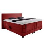 Lit boxspring Jula (réglage électrique) Avec surmatelas en mousse froide Tissu - Rouge - 140 x 200cm - D3 medium