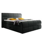 Boxspringbett Kama inklusive Topper - Webstoff - Schwarz