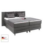 Lit boxspring Kendrick moteur électrique Surmatelas compris Gris argenté - Anthracite - 200 x 200cm - D3 medium