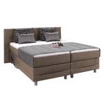 Boxspring Kendrick (met elektromotor) inclusief topper zilvergrijs - Bruin - 200 x 200cm - H3 medium