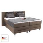 Lit boxspring Kendrick moteur électrique Surmatelas compris Gris argenté - Marron - 200 x 200cm - D3 medium